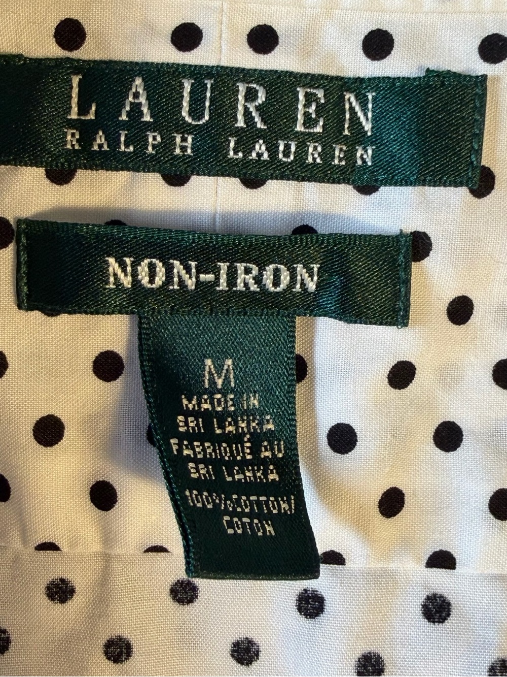 Lauren Ralph Lauren Polka Dot Button Down White Black Parisian Chic Medium - Picture 5 of 11